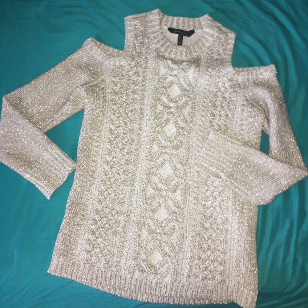 BCBGMaxzri silver metallic sweater
